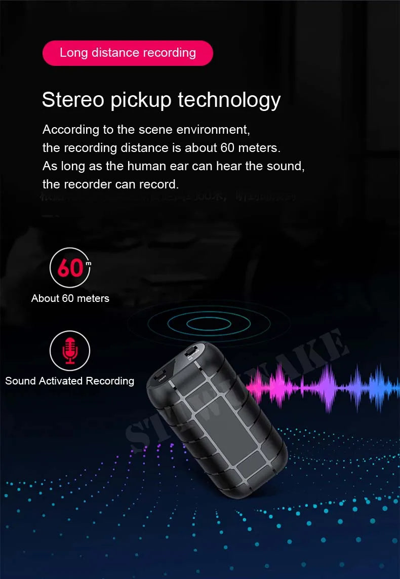 Mini Voice Activated Recorder 500hours Digital Recording Device Professional Sound Dictaphone Listening Audio Micro Record Small