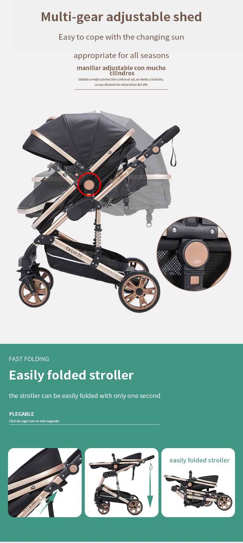 Baby Stroller 3‑in‑1 Lightweight Multifunction Carriage for Newborns