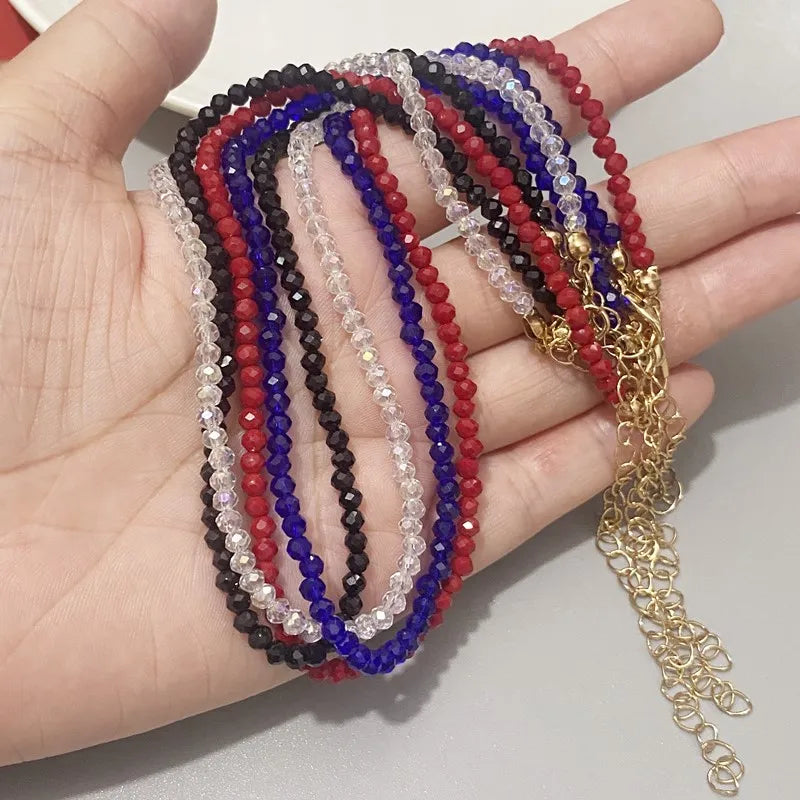 Trendy 3mm Black Clear Beads Chain Short Choker Necklace Female Jewelry Women Sweet Necklaces Bijoux Femme Ladies Party Gift