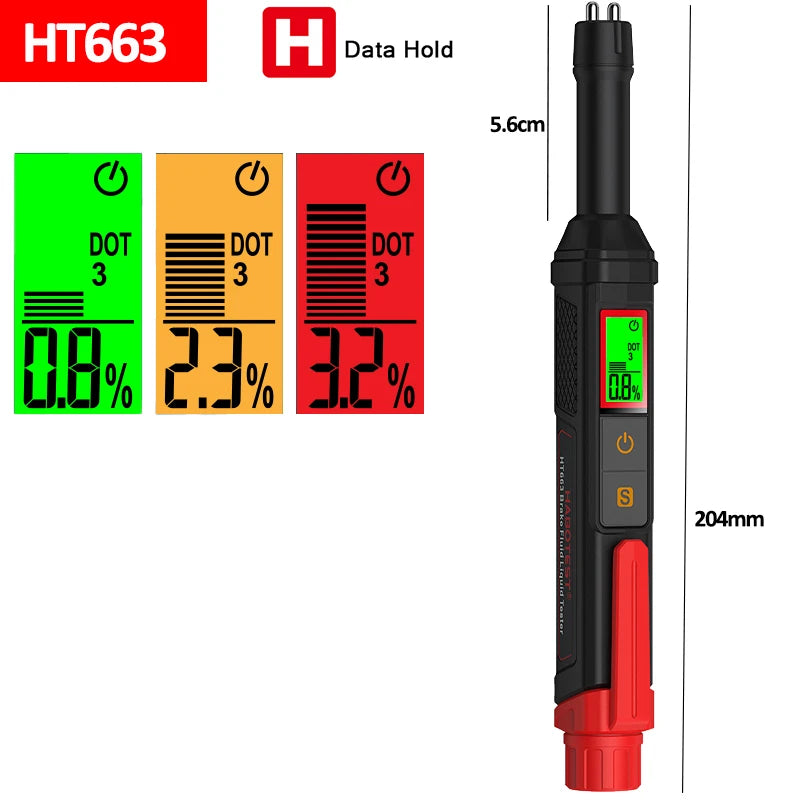 3-Colors Backlight Portable Digital Brake Fluid Tester Accurate Auto Car Brake Oil Tester Sound Light Alarm DOT3 DOT4 DOT5.1