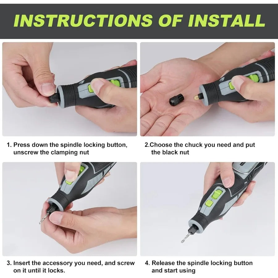 12V Cordless Rotary Tool Kit with 5 Speeds and 114 Accessories