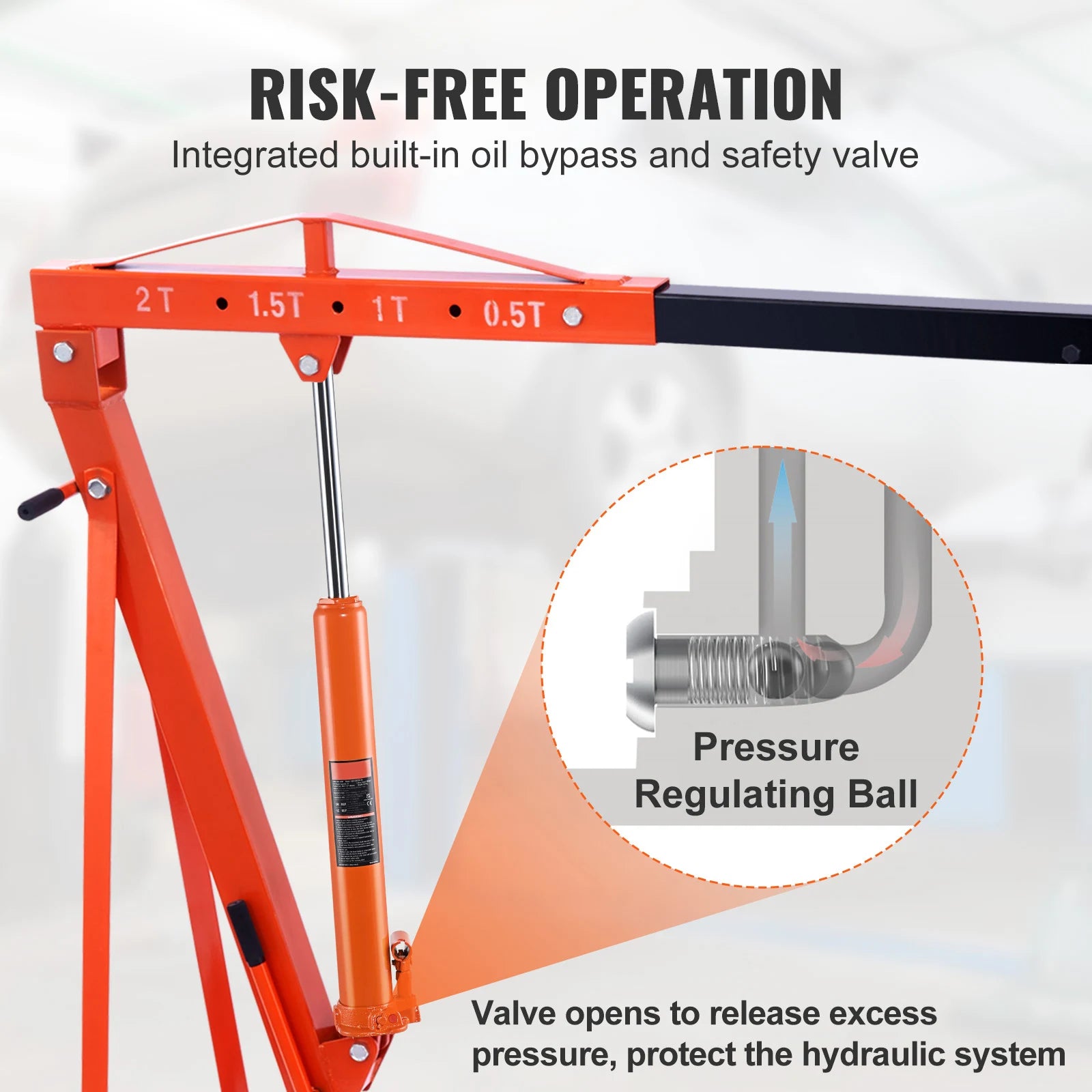 3-Ton Hydraulic Long Ram Jack for Engine Hoists with 26–46" Lift Range