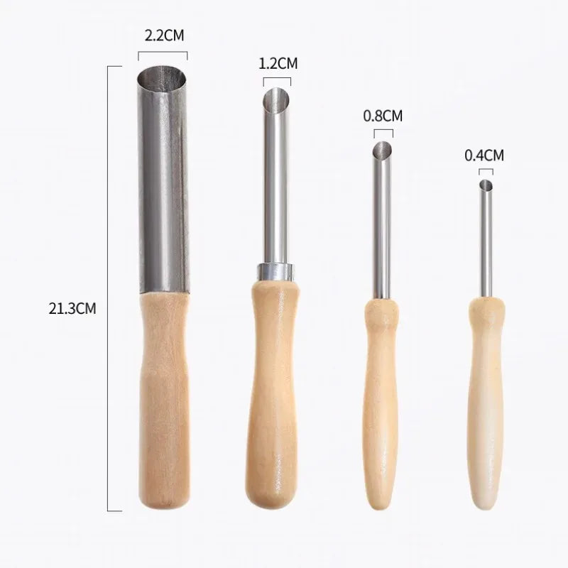 Pottery Hole Cutter Set with Wooden Handles – Four Sizes
