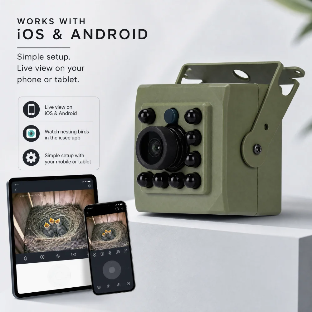4K 8MP WiFi Bird Box Wildlife Camera with icsee App