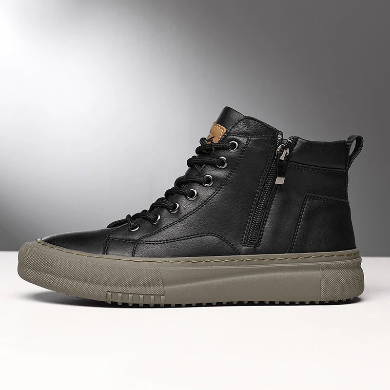 Bubuk Men's Spring and Autumn Style White Sneakers, New Trendy Versatile High-Top Sneakers, Summer Fashion Casual Men's Shoes, Breathable and Durable Sneakers