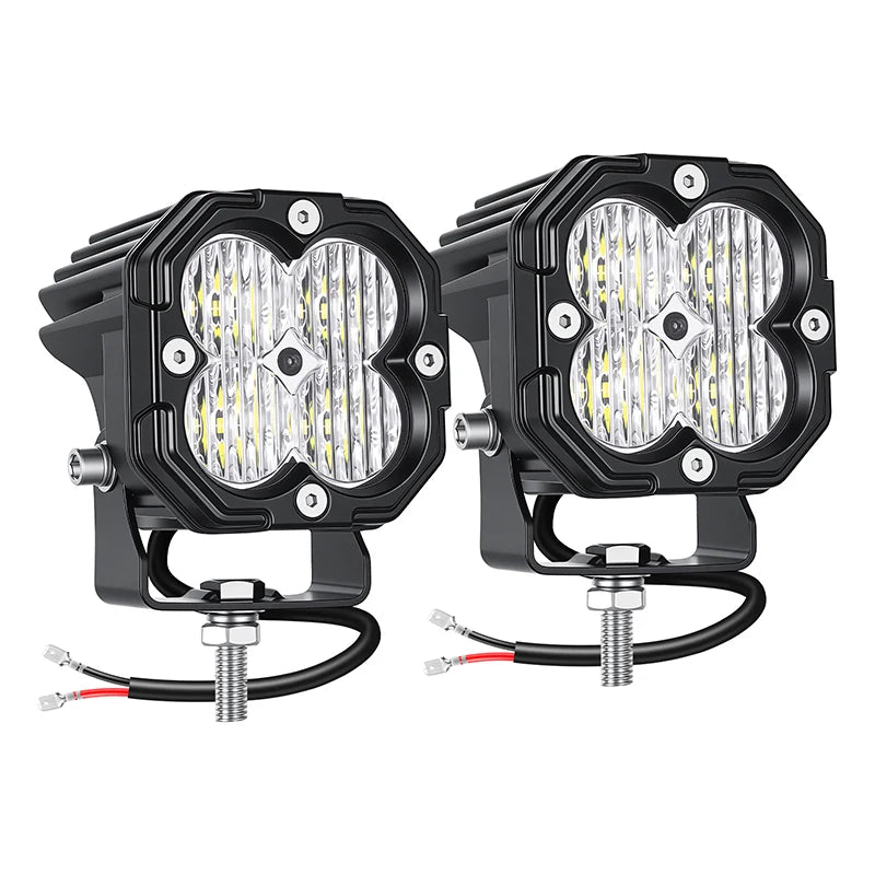 3 inch 30W Amber Yellow White Cube LED Pod Light Spot Flood Combo Beam Work Lights,Off-Road Driving Lamp for ATV, SUV,Motorcycle