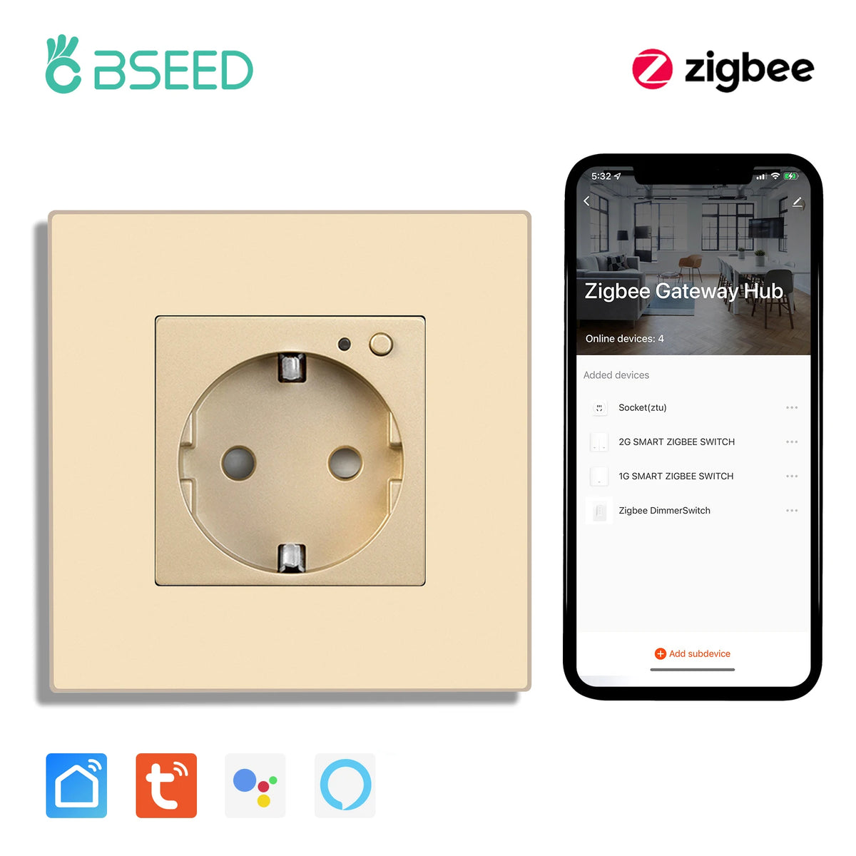 Enchufe inteligente Zigbee de pared – simple, doble o triple