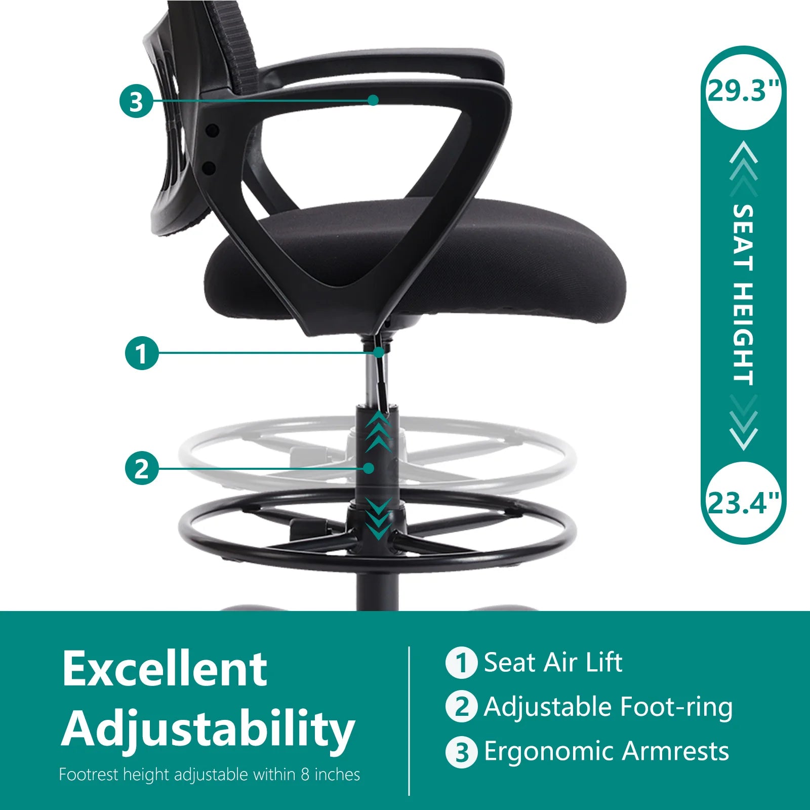 Ergonomic Mesh Office Chair with Lumbar Support & Adjustable Height
