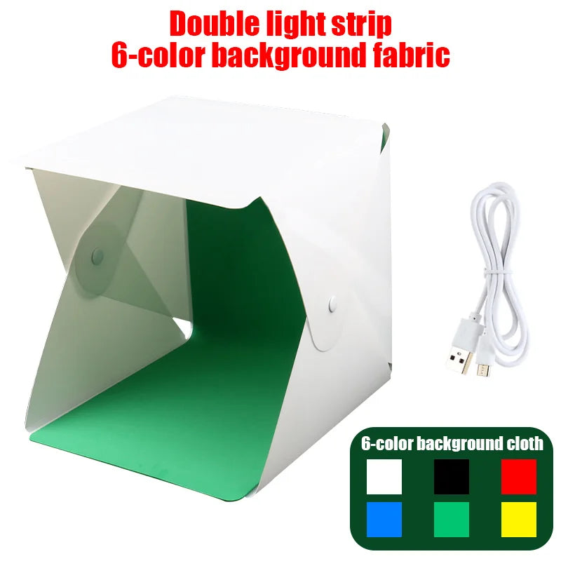 Mini LED Photo Light Box with Six Backdrops