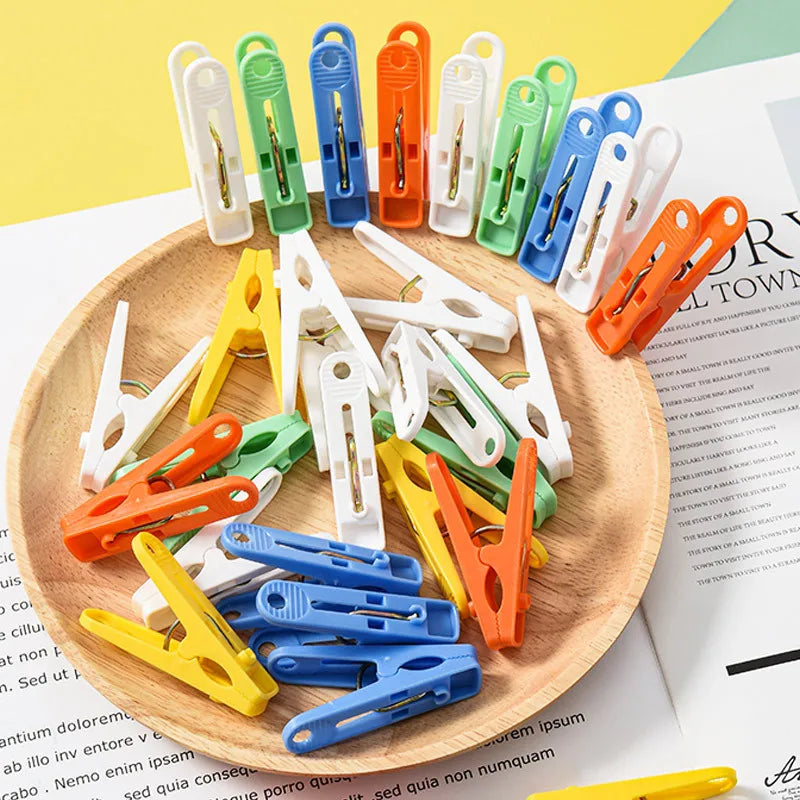 Kleurrijke plastic wasknijpers en knutselklemmen, 20 stuks