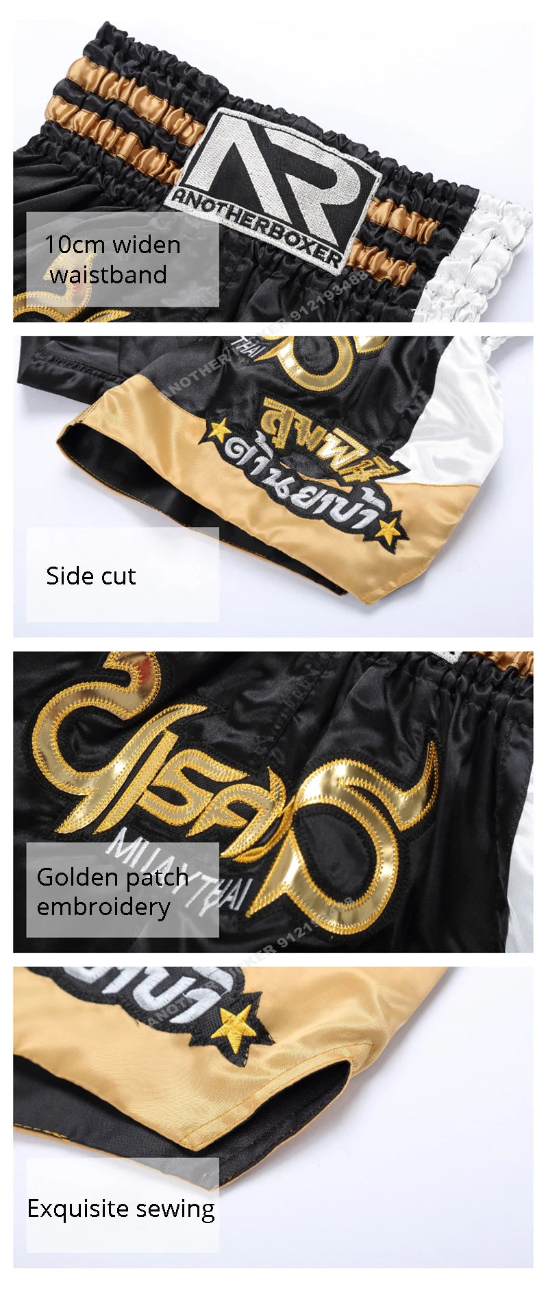 Muay Thai Shorts – Unisex Embroidered Kickboxing Training Pants for Men, Women & Kids by Another Kicker - Spy-shop.com