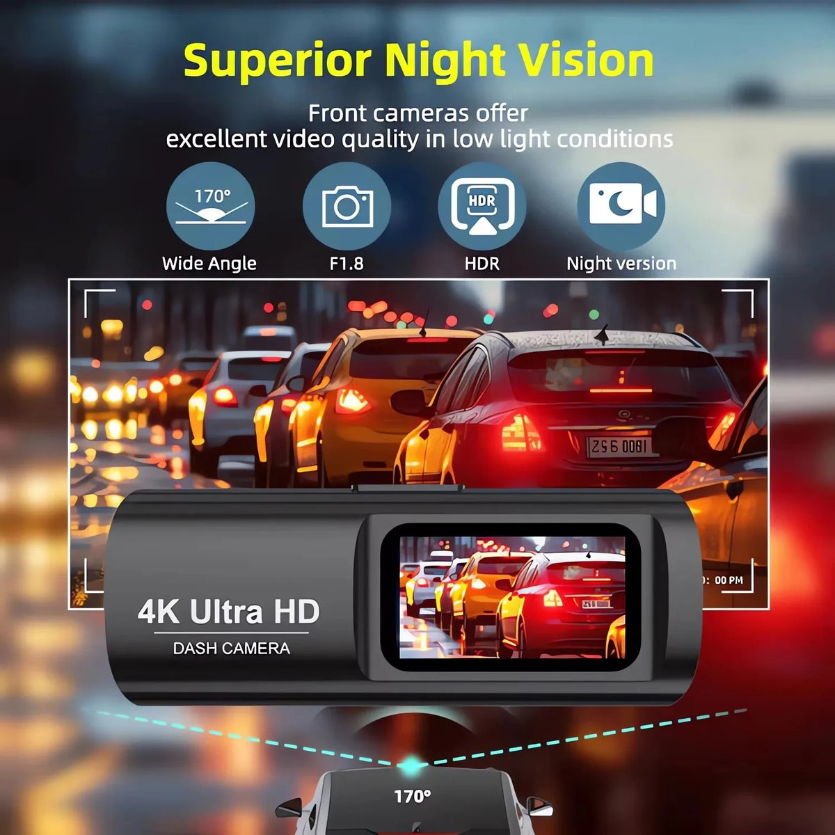 CR21 4K Wi-Fi Dash Camera, Rear Camera and GPS Kit Options