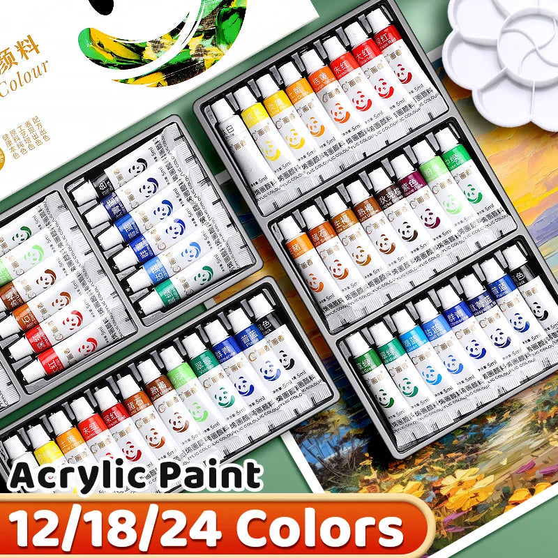 Set di pittura acrilica portatile con 12, 18 o 24 colori