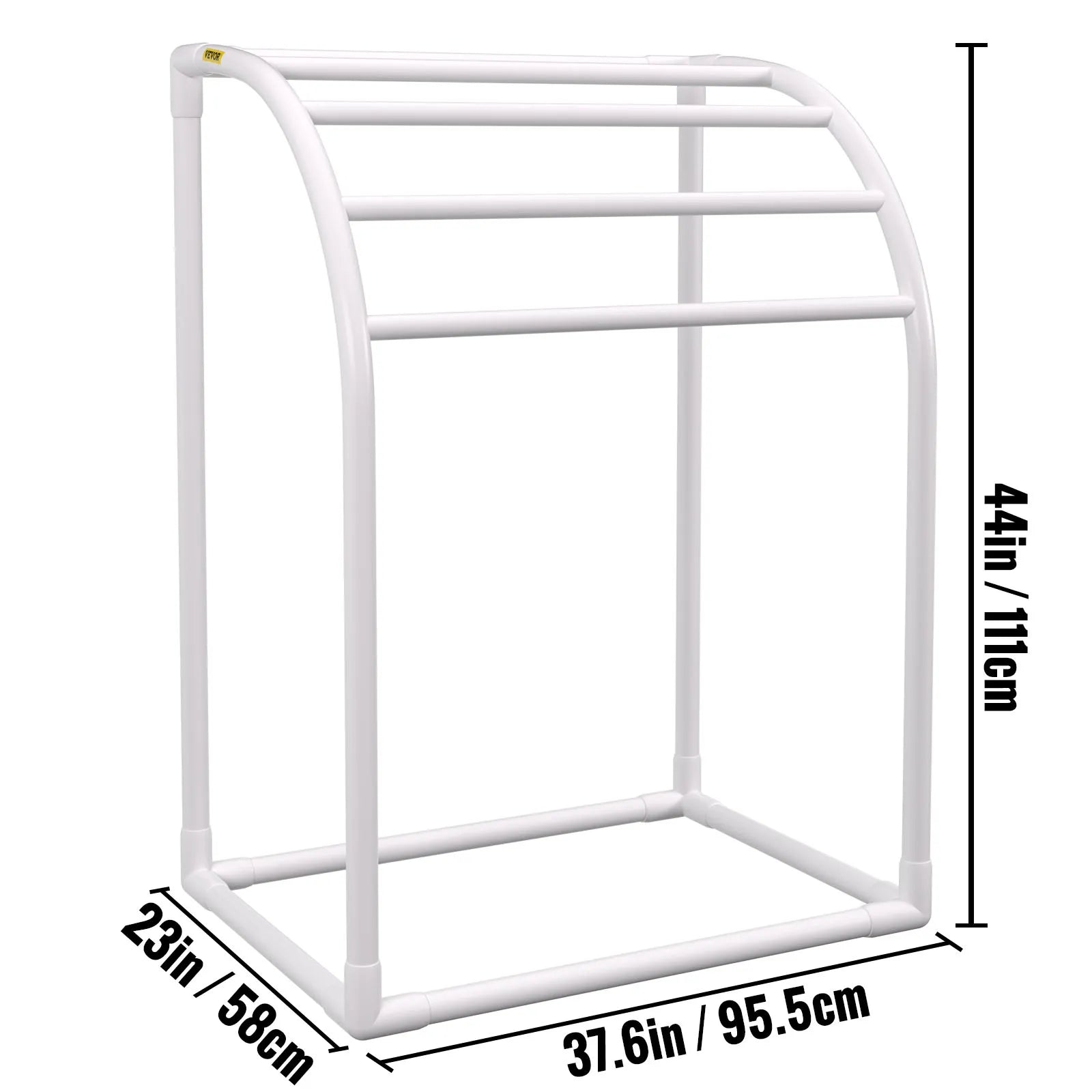 Portasciugamani da esterno per piscina con 5–8 barre, organizer autoportante in PVC