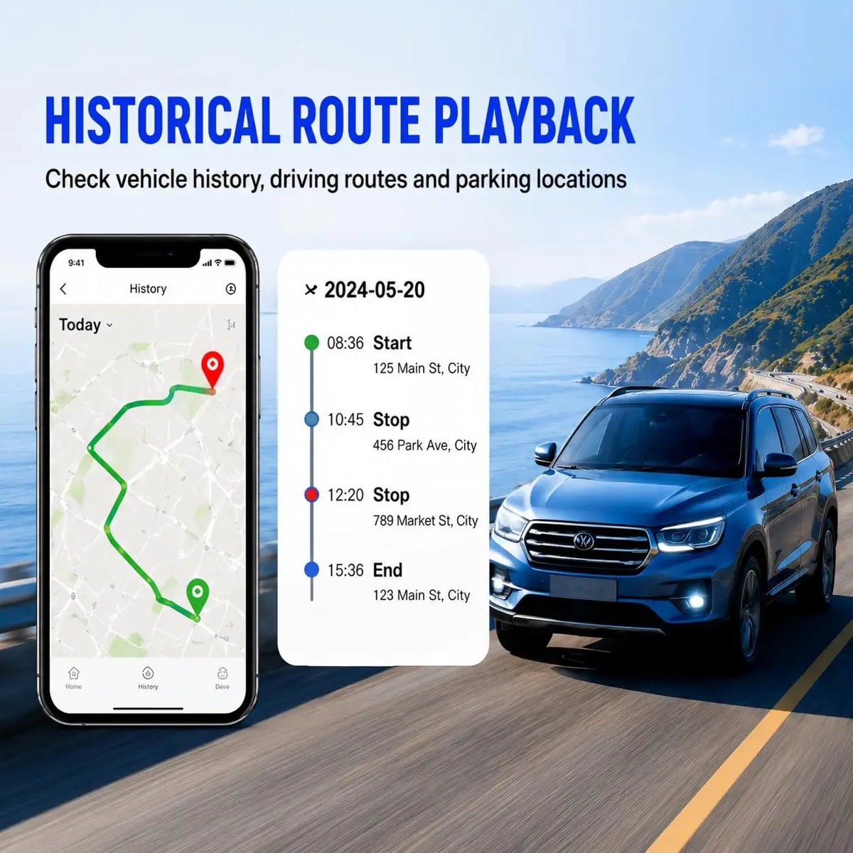 4G autotracking zariadenie, real-time tracking, 9-90V pre auto nákladné auto motocykl, prehrávanie trasy, geofence upozornenia, predplatné potrebné