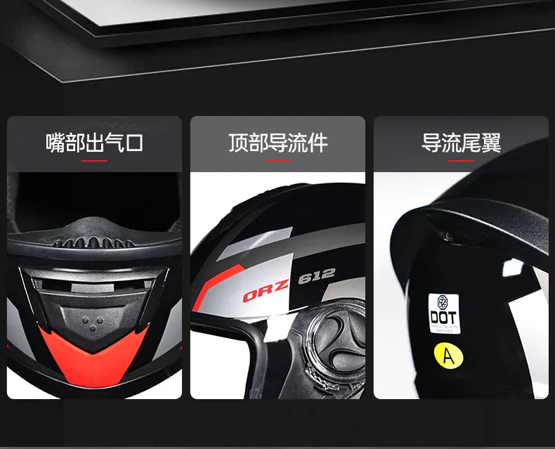 ORZ Full Face Motorcycle Helmet DOT Approved, Unisex ABS+PC