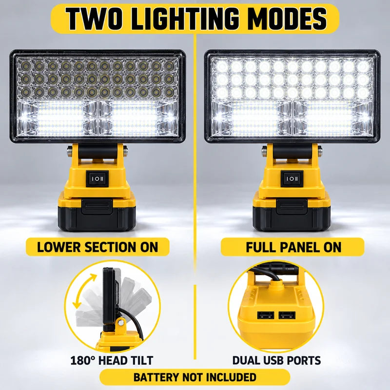Cordless LED Work Light for 18/20 V Tool Batteries