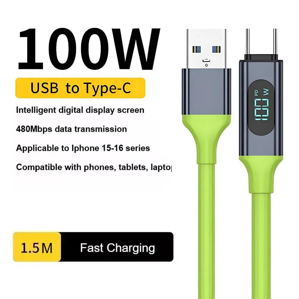 Cablu de încărcare USB-C de 1.5 m cu afișaj digital