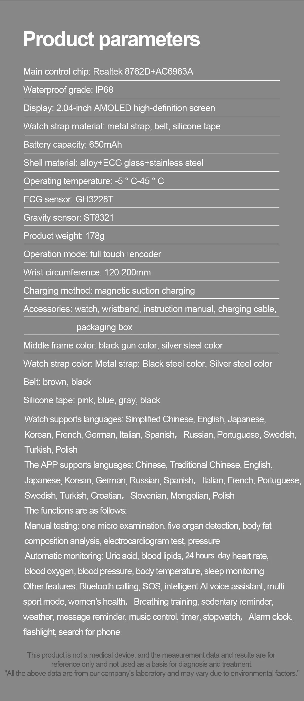 2025New Micro Physical Examination Smart Watch For Men Uric Acid Body Fat Five Organ Health Watches Bluetooth Call SmartBracelet