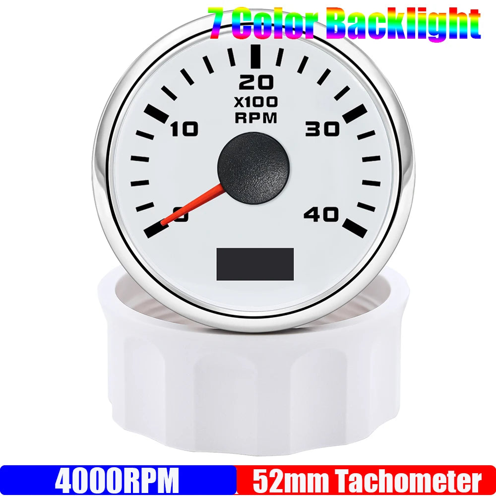 52 mm Tachometer Gauge with 7-Colour Backlight for Car and Boat