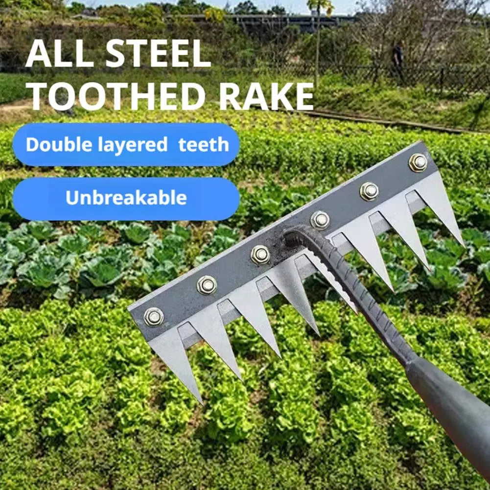 Steel Garden Hand Rake, 5–8-Tooth Options