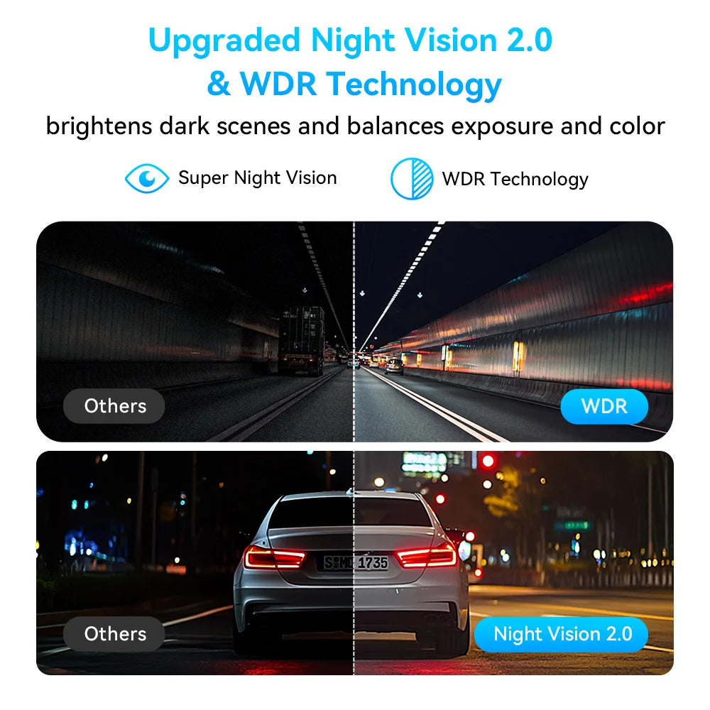 2K 1440P Dash Camera WiFi DVR 121° FOV Night Vision Voice Control Parking Monitor