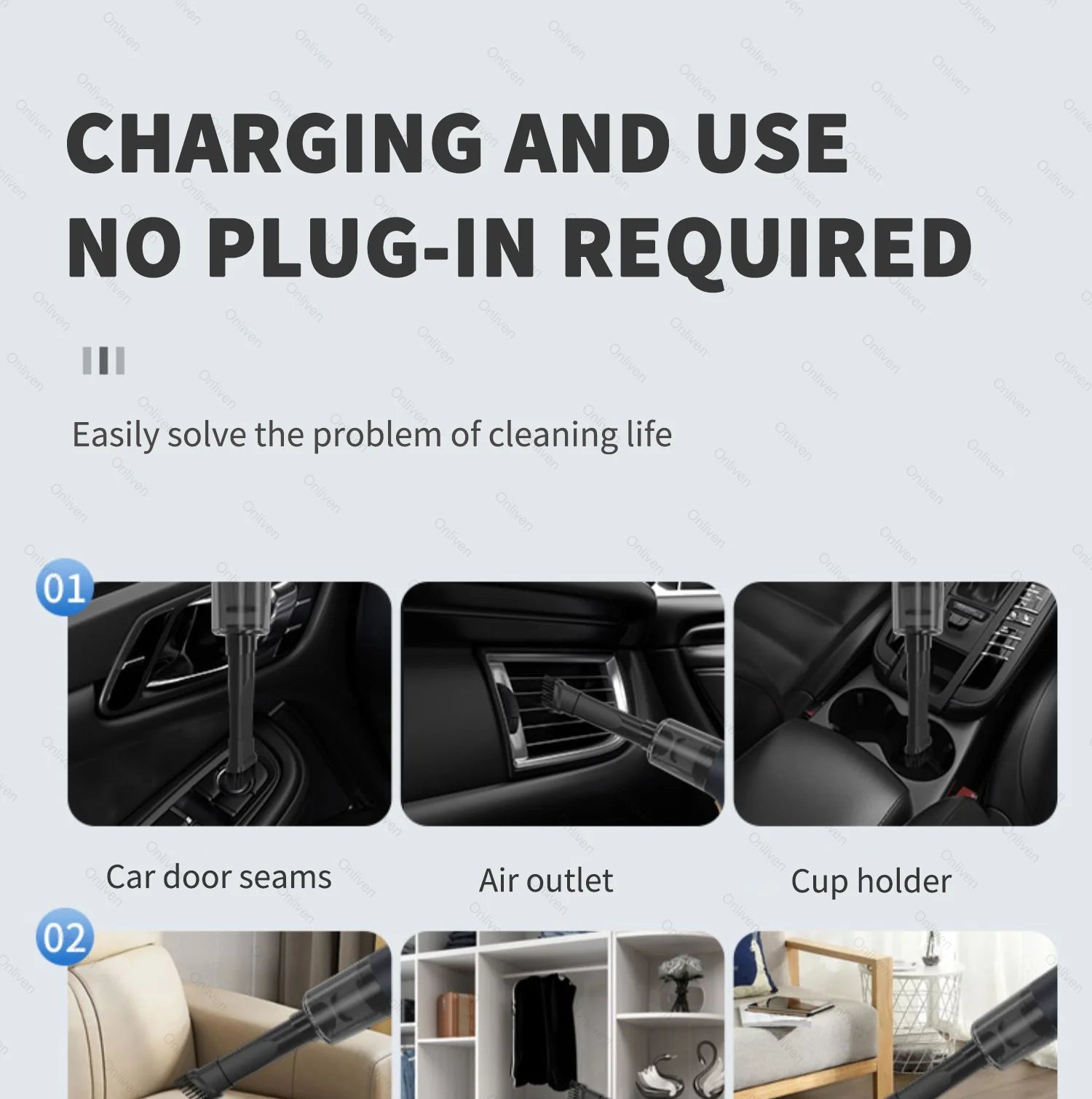 SZUK 98000PA Car Vacuum Cleaner Mini Powerful Cleaning Machine Strong Suction Handheld for Car Wireless Portable Home Appliance