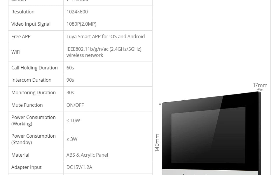 Monitor interior inteligente Tuya WIFI de 7"/10" LCD, para sistema de 4 hilos HD 1080P, manos libres, teléfono de puerta intercom, timbre de casa