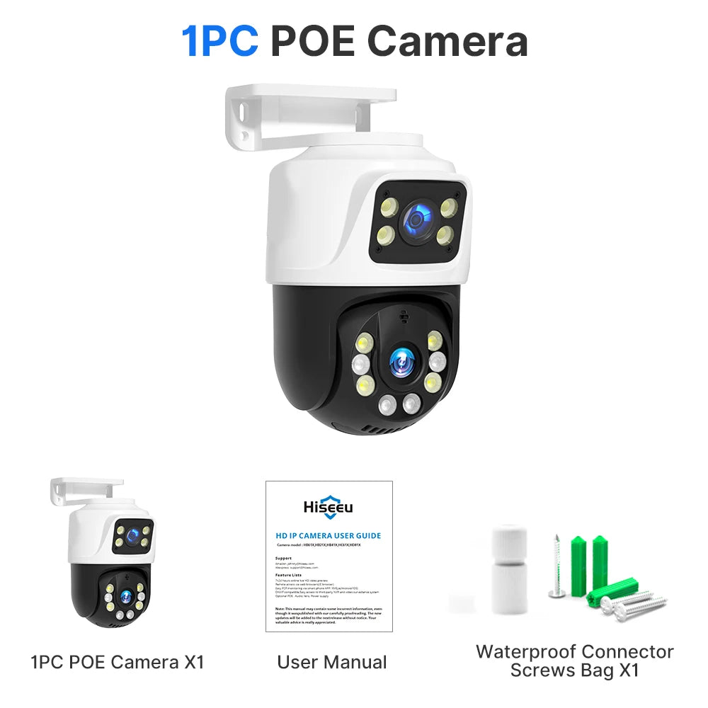 Dual Lens 3MP+3MP POE IP PTZ Security Camera