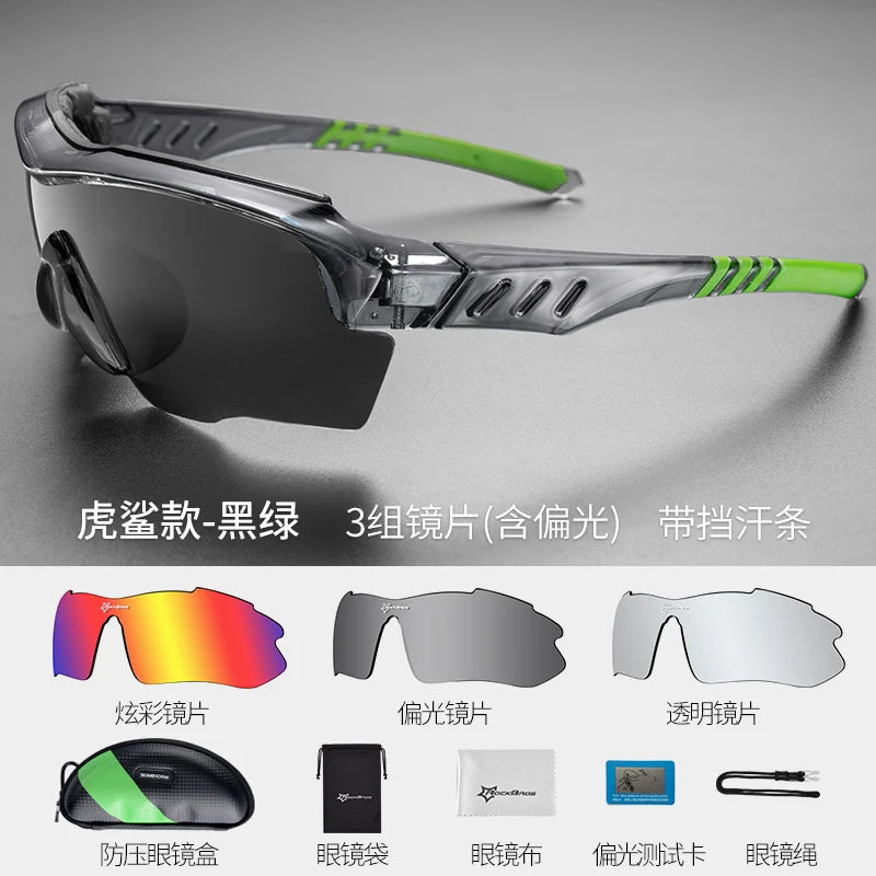 Polarized Cycling & Motorcycle Glasses with 3 Interchangeable Lenses