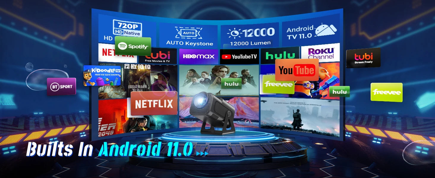 XGODY Projecteur Intelligent Portable 12000LM avec WiFi 6