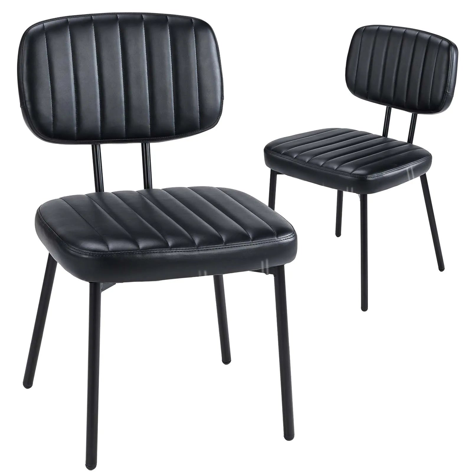 Ergonomic PU Leather Dining Chairs Set of 2 with Lumbar Support