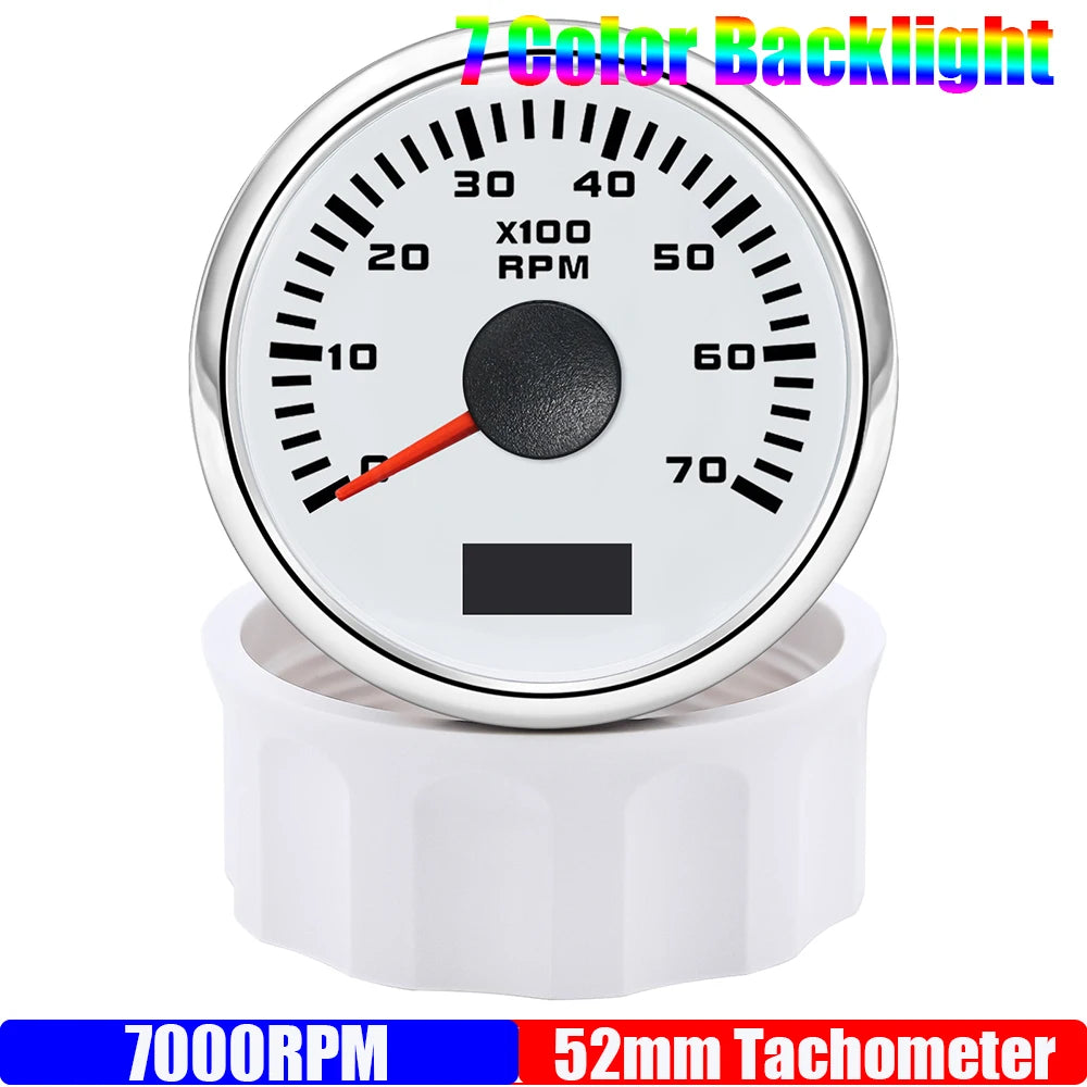 52 mm Tachometer Gauge with 7-Colour Backlight for Car and Boat