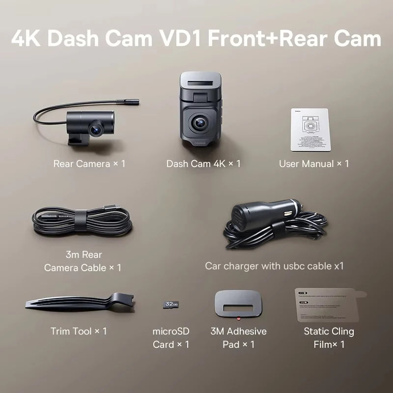 Baseus 4K Front and Rear Dash Cam with STARVIS Night Vision