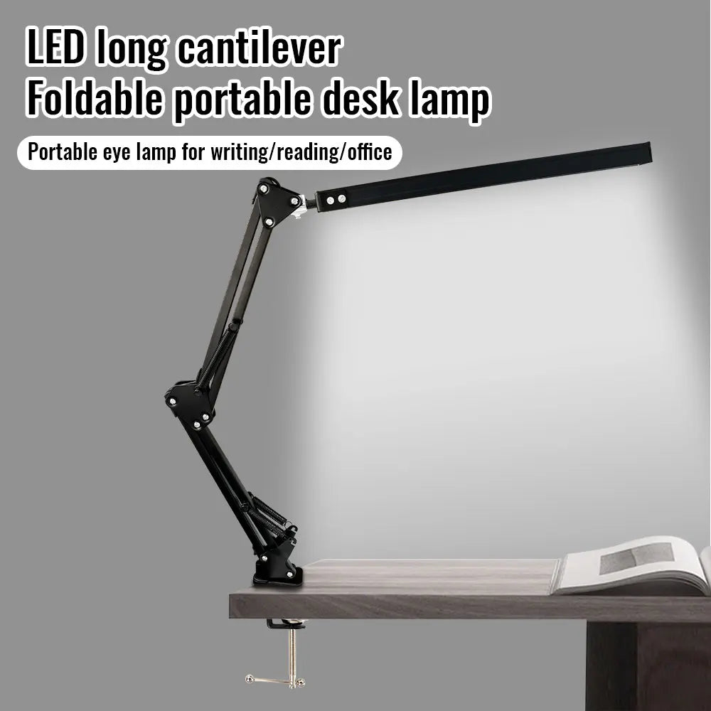 LED Clamp Desk Lamp with Swing Arm and 3 Light Modes