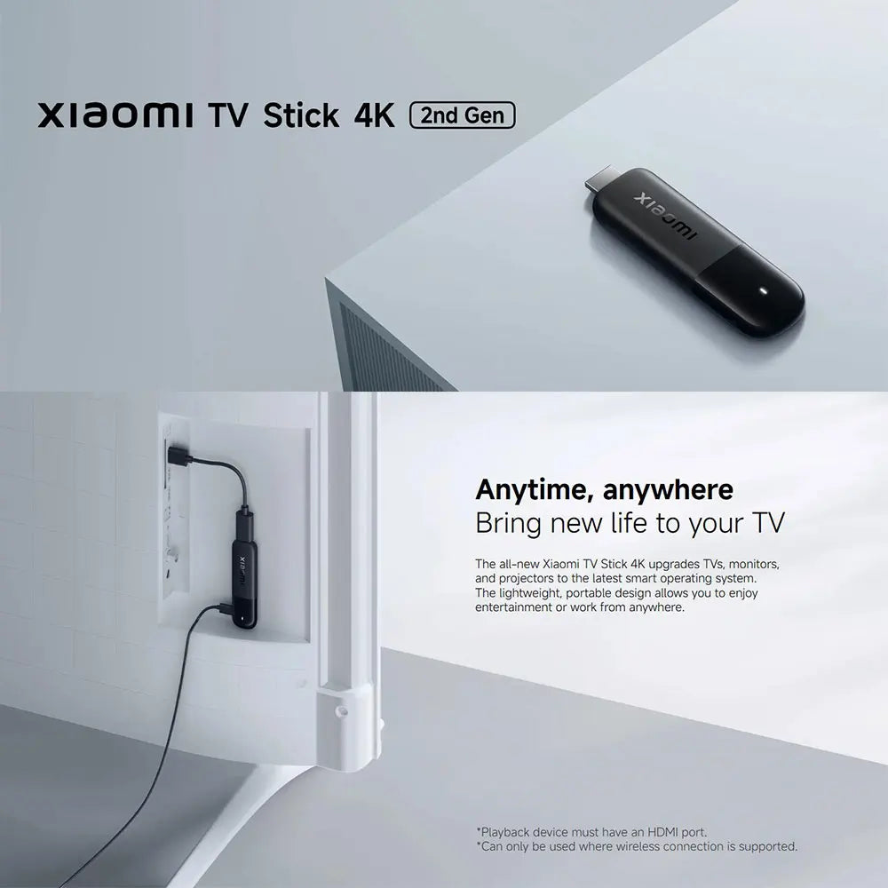 2025 Xiaomi TV Stick 4K 2nd Gen, Google TV, WiFi 6 Portable Streaming Media, Netflix Google Assistant, Smart TV Dongle BT5.2