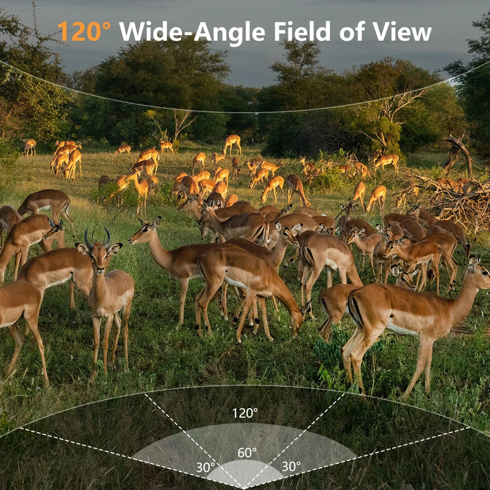 WiFi Trail Camera 60MP, 1296P HD Video, 120° Wide-Angle