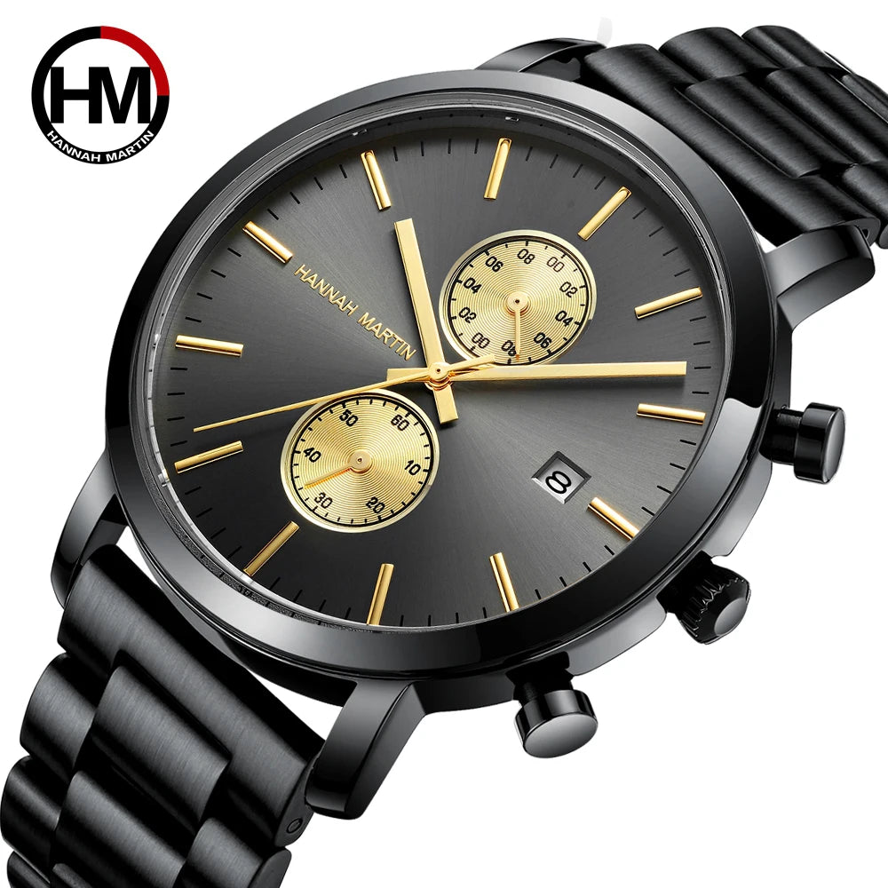Hannah Martin Men's Stainless Steel Business Sports Quartz Watch