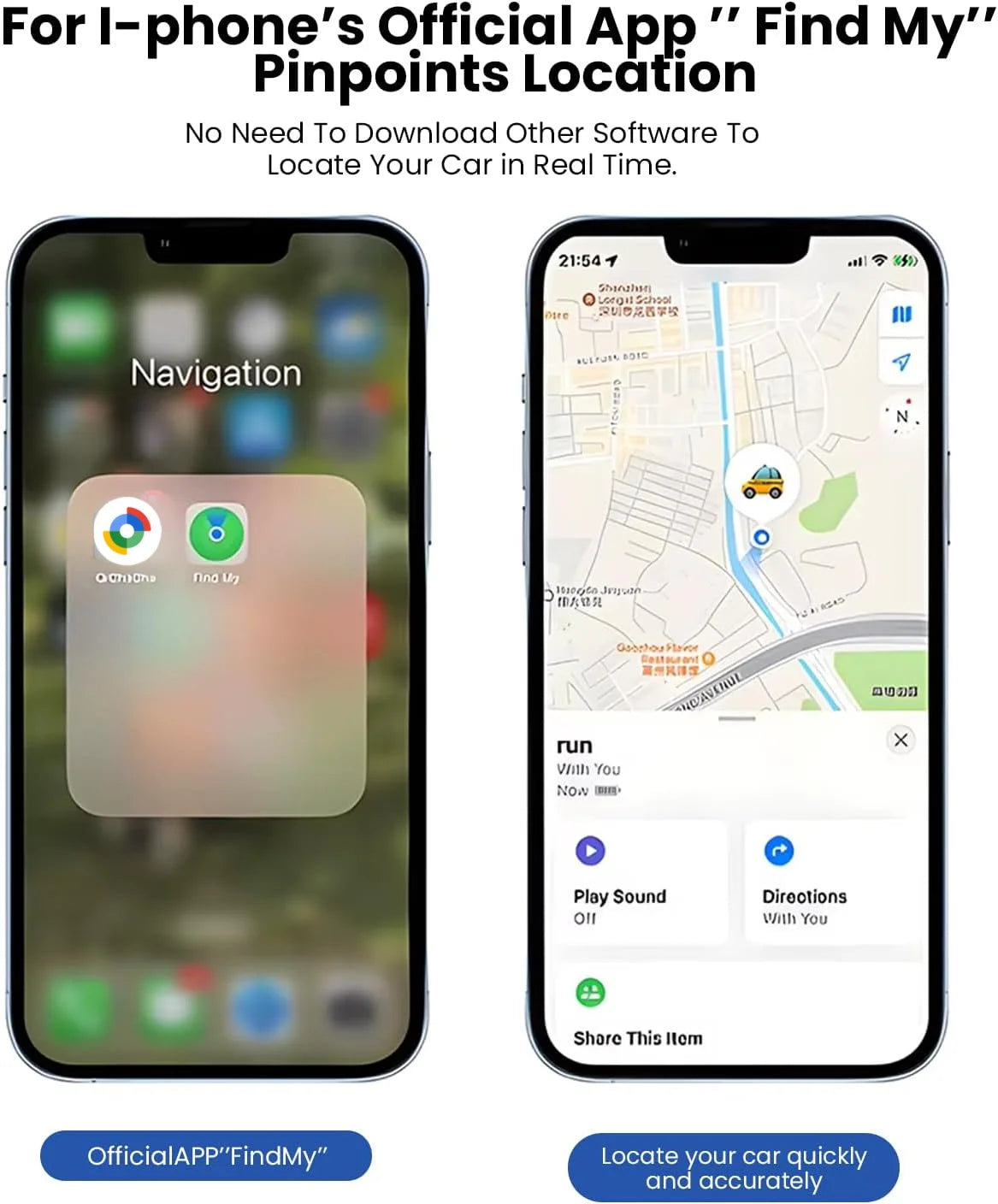33W Car GPS Locator Tracker with USB Type-C QC3.0 Fast Charging – Works with Apple Find My App, Google & Android