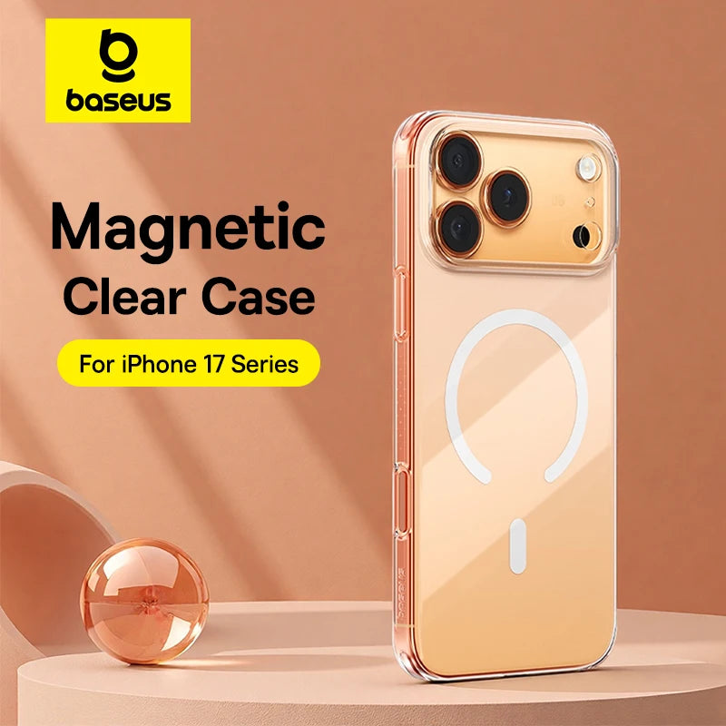 Funda transparente magnética para iPhone 17 con MagSafe, delgada y antiamarillenta