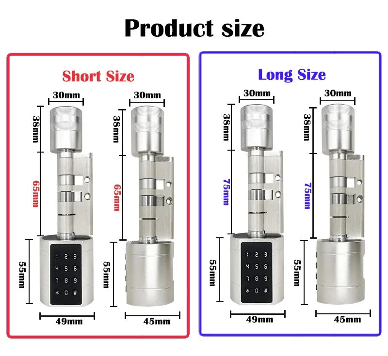 Smart Door Lock Cylinder Fingerprint Lock TTLock APP Digital Keypad Lock Adjustable Euro Cylinder Smart Lock Password IC Card Unlock