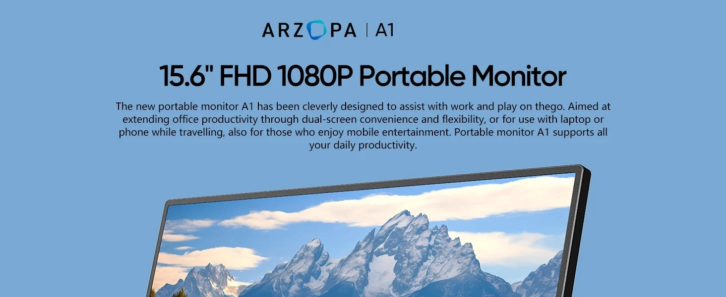 Преносим монитор 15,6 инча FHD 1080P IPS USB-C Mini-HDMI Втори екран