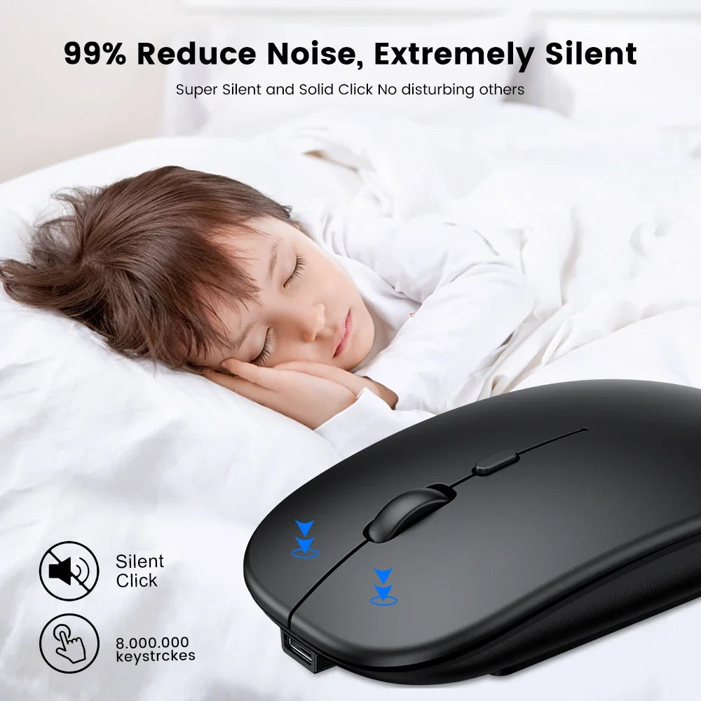 Wireless Mouse Bluetooth-Compatible Gaming Mouse (Dual Mode:BT+2.4Ghz) Ergonomic Rechargeable Mice for PC/Laptop/Macbook 