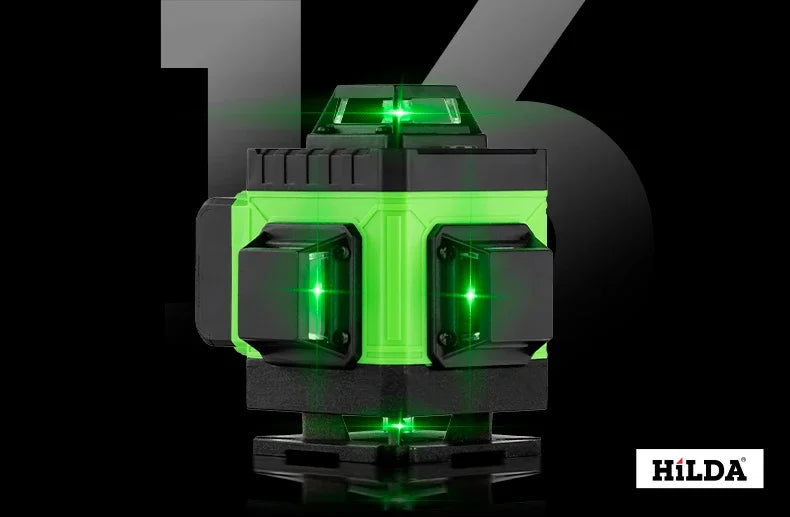 HILDA 4D 16 Lines Green Laser Level Self Leveling 360 Men Gift Horizontal and Vertical Cross Super Strong Green Laser Level