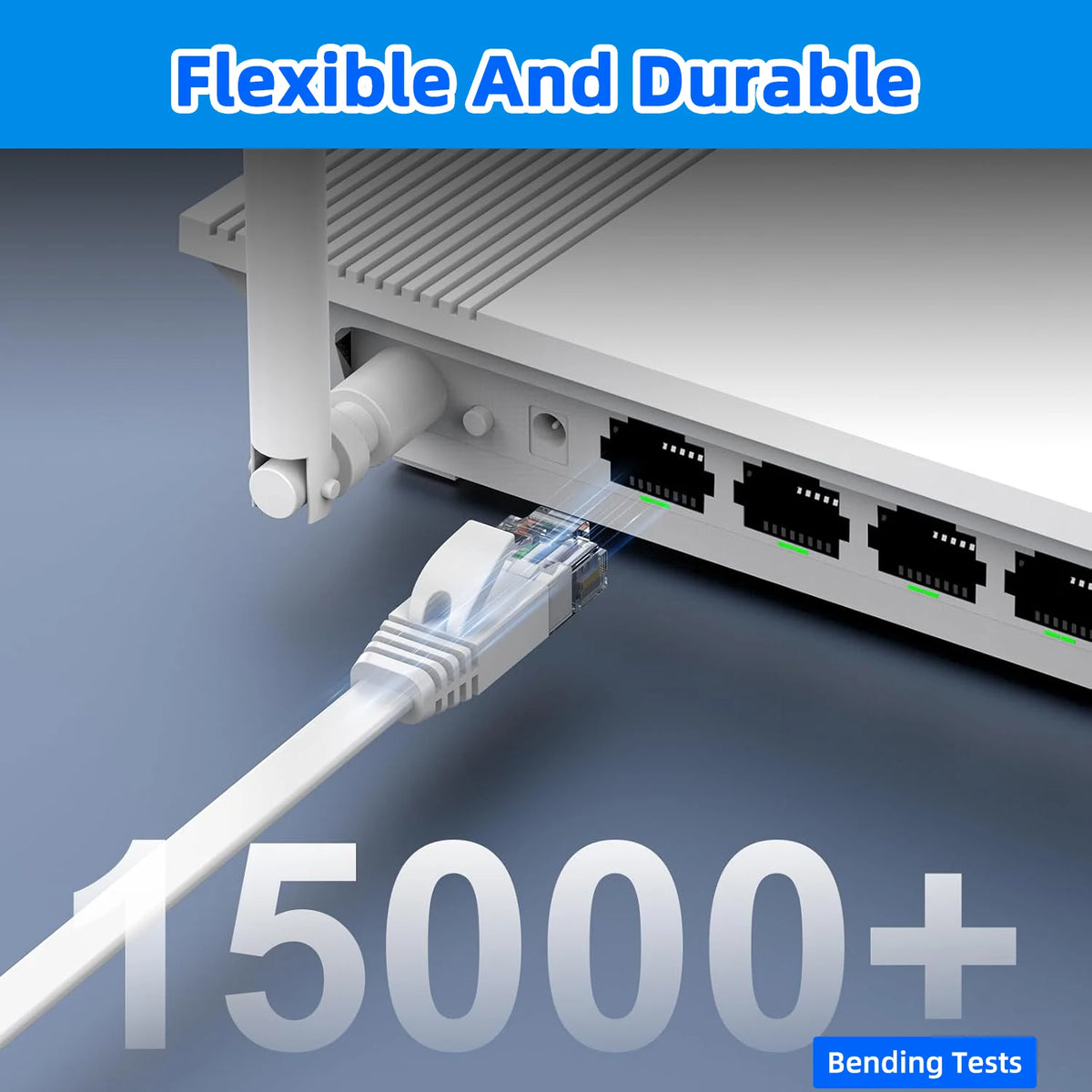 Flat Cat6 RJ45 Ethernet Cable, Length Options
