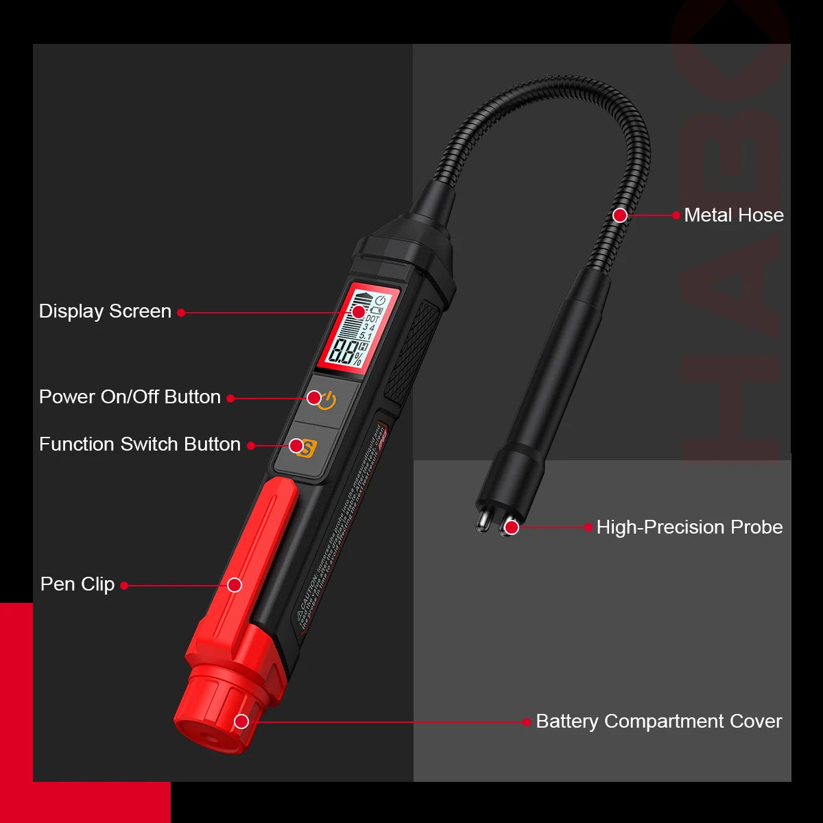 3-Colors Backlight Portable Digital Brake Fluid Tester Accurate Auto Car Brake Oil Tester Sound Light Alarm DOT3 DOT4 DOT5.1