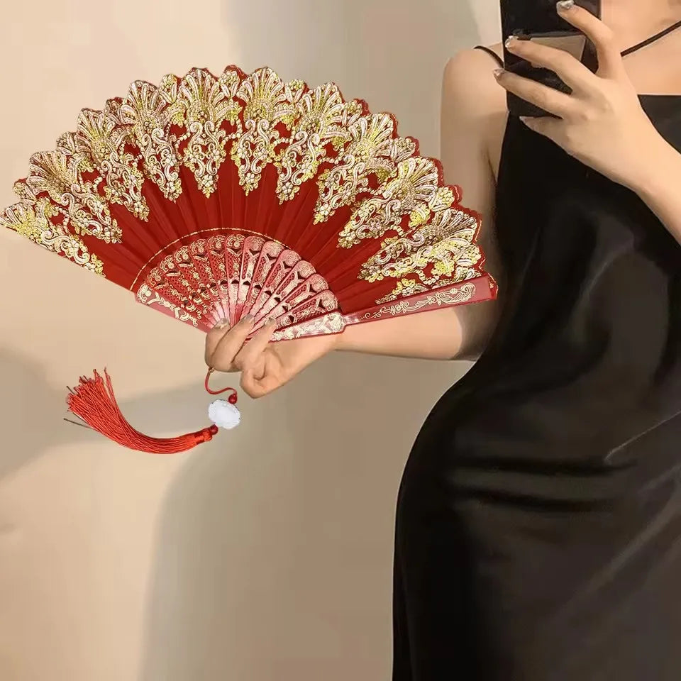 Chinese-Style Folding Hand Fan for Hanfu and Dance