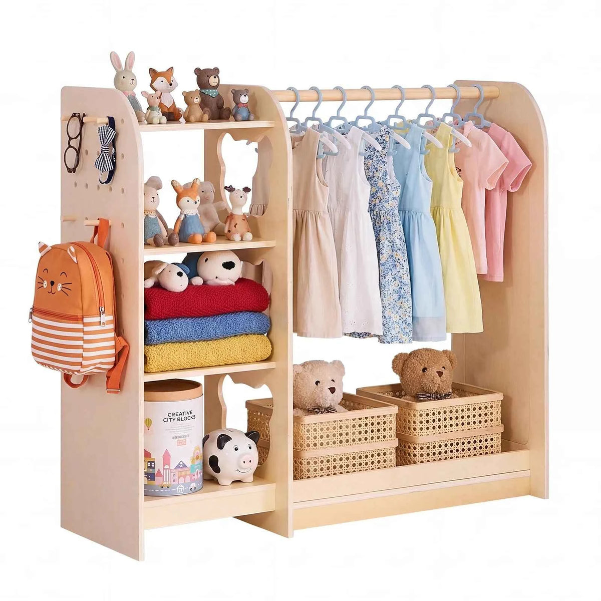 Kids Wooden Dress Up Storage with Mirror