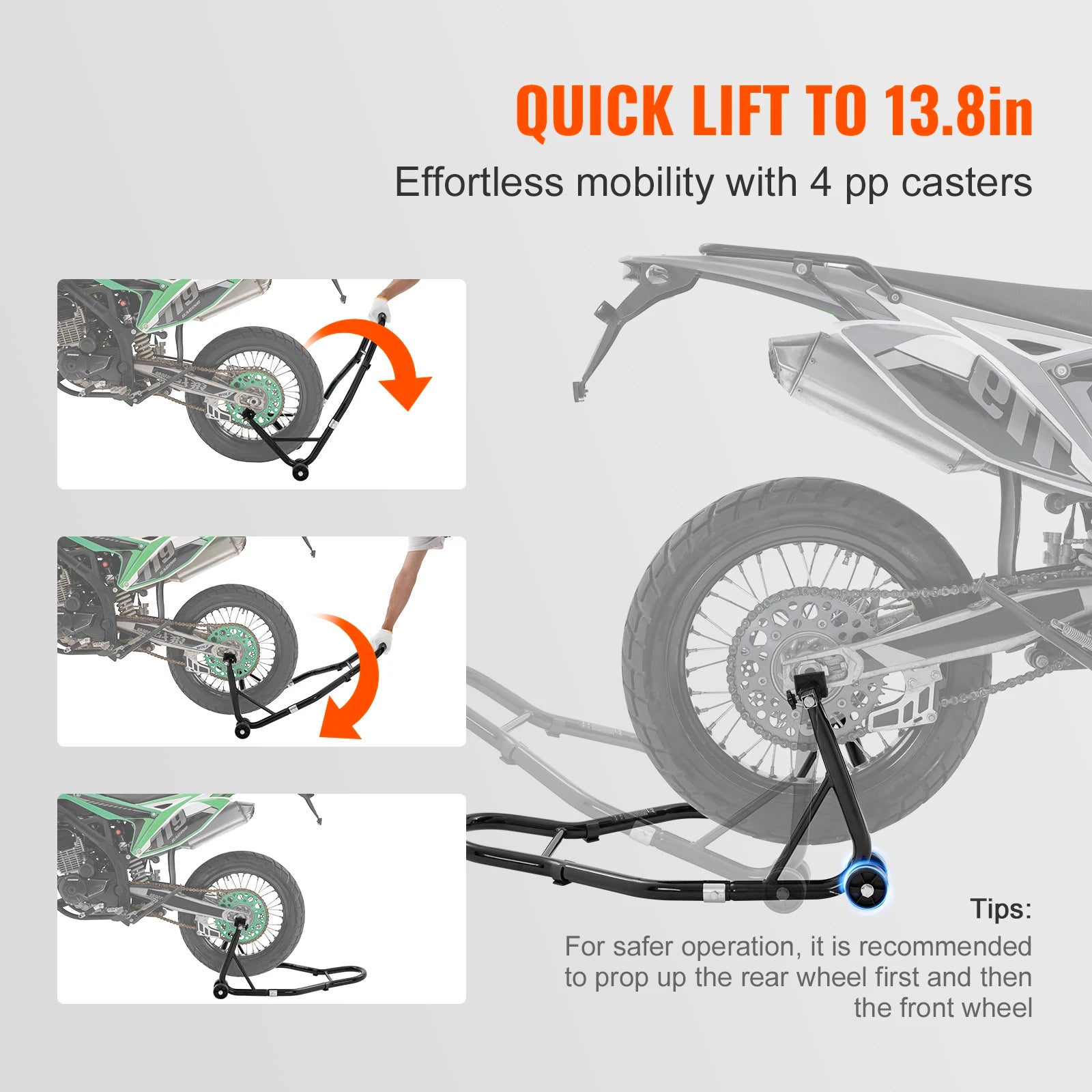 Support de levage avant et arrière pour moto, combo robuste 850 lb
