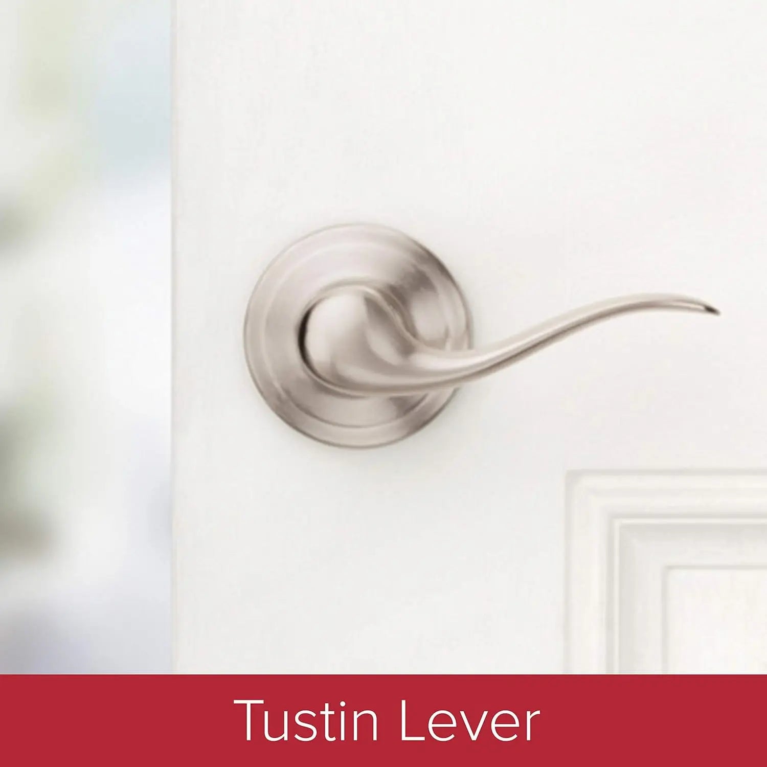Front Door Handle Set with Reversible Lever, Satin Nickel Finish